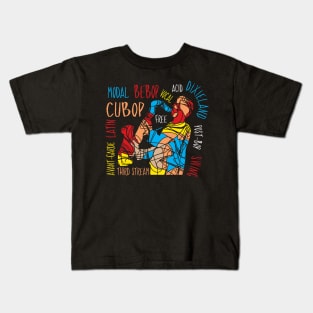 Jazz Saxophonist with Jazz Genres Kids T-Shirt